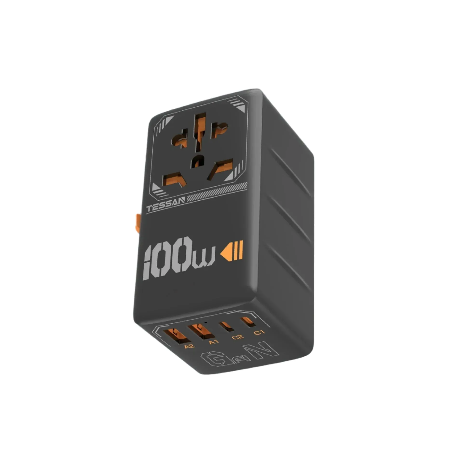 TESSAN 100W GaN Universal Travel Adapter – High-Speed USB & Type-C Fast Charger for EU/UK/US/AU!