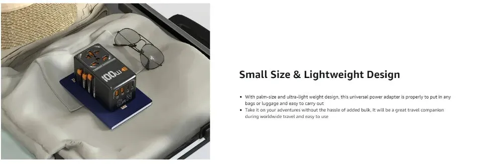 TESSAN 100W GaN Universal Travel Adapter – High-Speed USB & Type-C Fast Charger for EU/UK/US/AU!