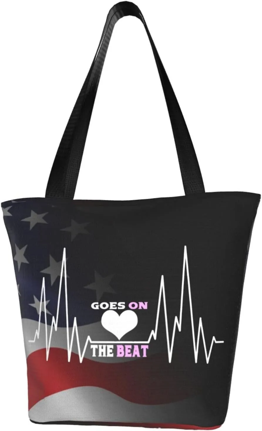 The Beat Goes On Heartbeat Fashion Shoulder Bag Large Capacity For Man Or Woman