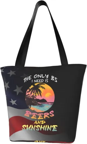The Only Bs I Need Is Beers And Sunshine Fashion Shoulder Bag Large Capacity For Man Or Woman