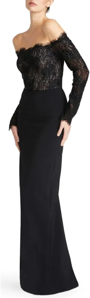 THEIA Womens Andrina Beaded Evening Dress Black 10