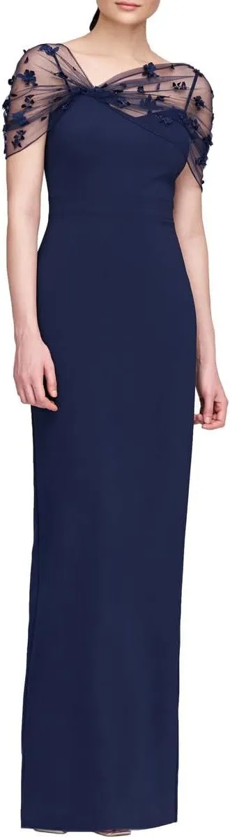 THEIA Womens Sophia Beaded Evening Dress Navy 0