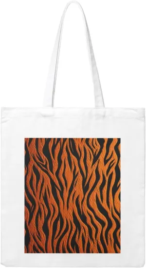 Tiger Stripes Orange Large Canvas Tote Bag Cute Travel Shoulder Bag Reusable Washable Shopping Grocery Bags For Women Men