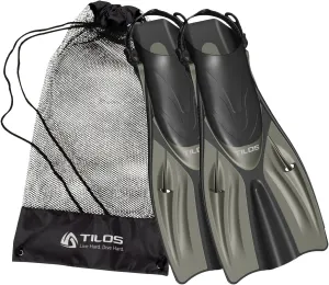 Tilos Getaway Large Open Heel Snorkeling Fins - Travel-Friendly, Adjustable Flippers for Wide Feet