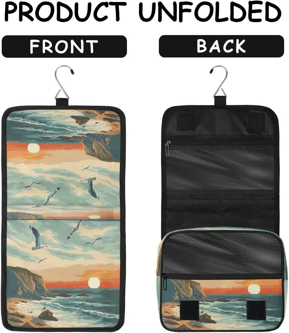 Toiletry Bag Hanging Toiletry Bag Travel Essentials Makeup Bag Travel Size Toiletries Bag Beach Seagull Sunset Travel Essentials For Women Travel Containers For Toiletries