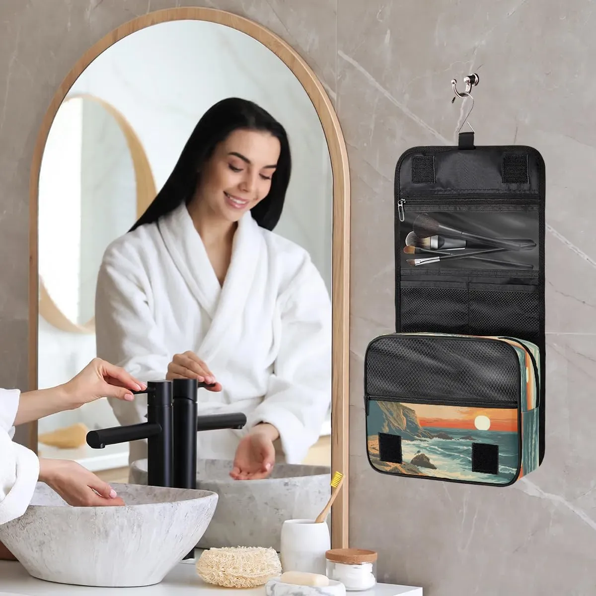Toiletry Bag Hanging Toiletry Bag Travel Essentials Makeup Bag Travel Size Toiletries Bag Beach Seagull Sunset Travel Essentials For Women Travel Containers For Toiletries