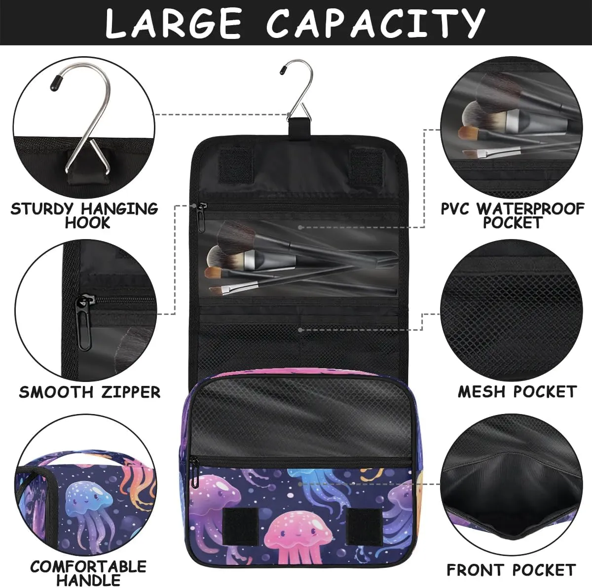 Toiletry Bag Hanging Toiletry Bag Travel Essentials Makeup Bag Travel Size Toiletries Bag Lovely Jellyfish Travel Essentials For Women Travel Containers For Toiletries