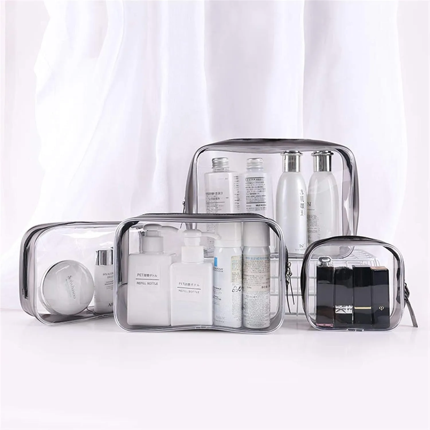 Toiletry Bag Transparent PVC Storage Bags Travel Organizer Clear Makeup Bag Beautician Cosmetic Bag Beauty Case Toiletry Bag Wash Bags.(Size s)