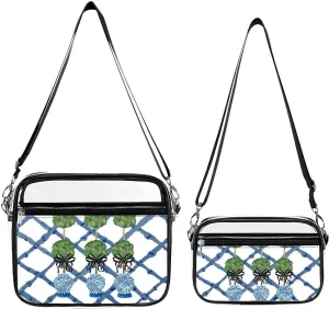 Topiary Chinoiserie Ginger Jar Transparent Cross Bag Two-piece Set, Fashionable Transparent Bag