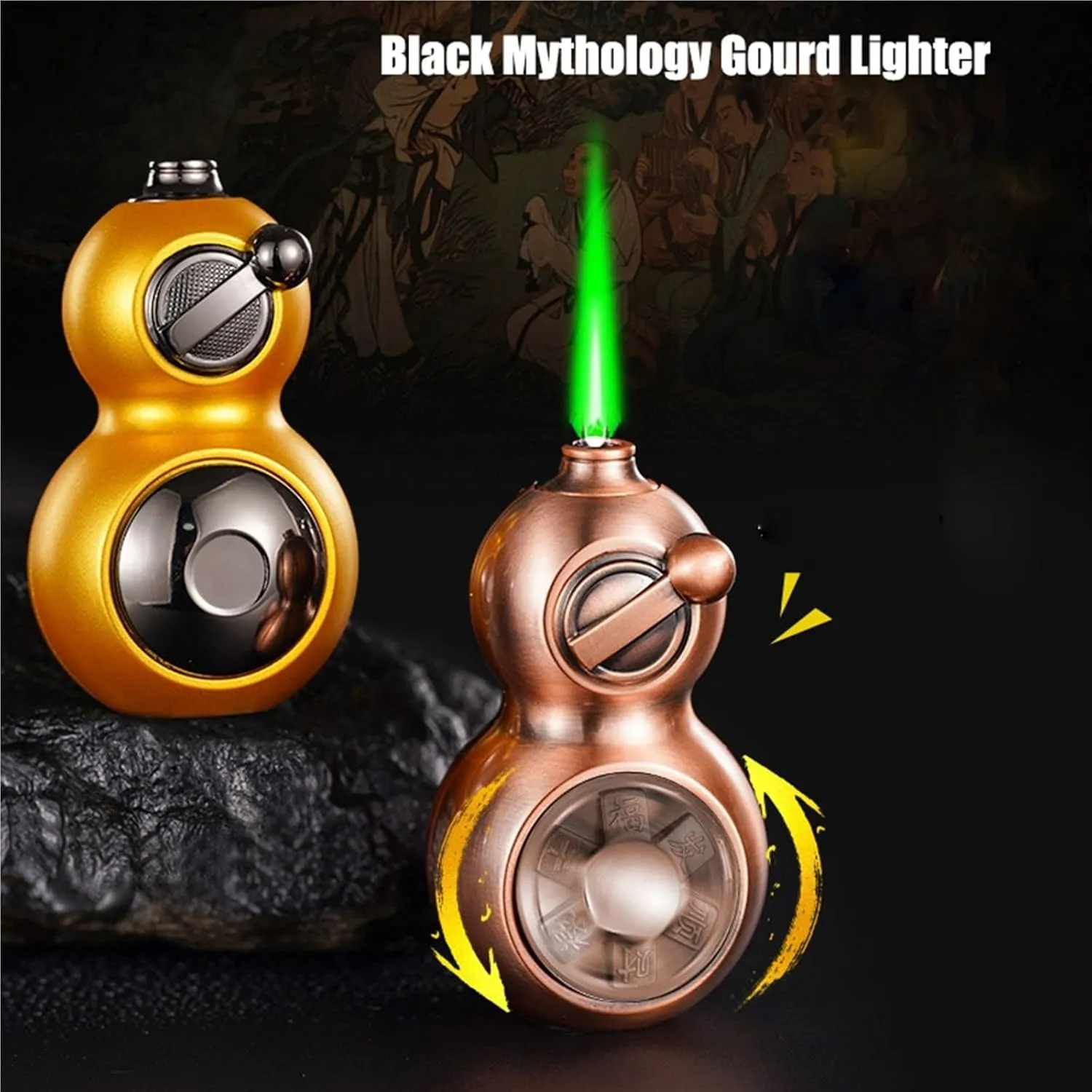 Torch Lighter, Cool and Stylish Gourd-Shaped Lighter, Adjustable Flame Size and refillable Butane Gas Lighter, Portable Windproof Lighter,(A1)