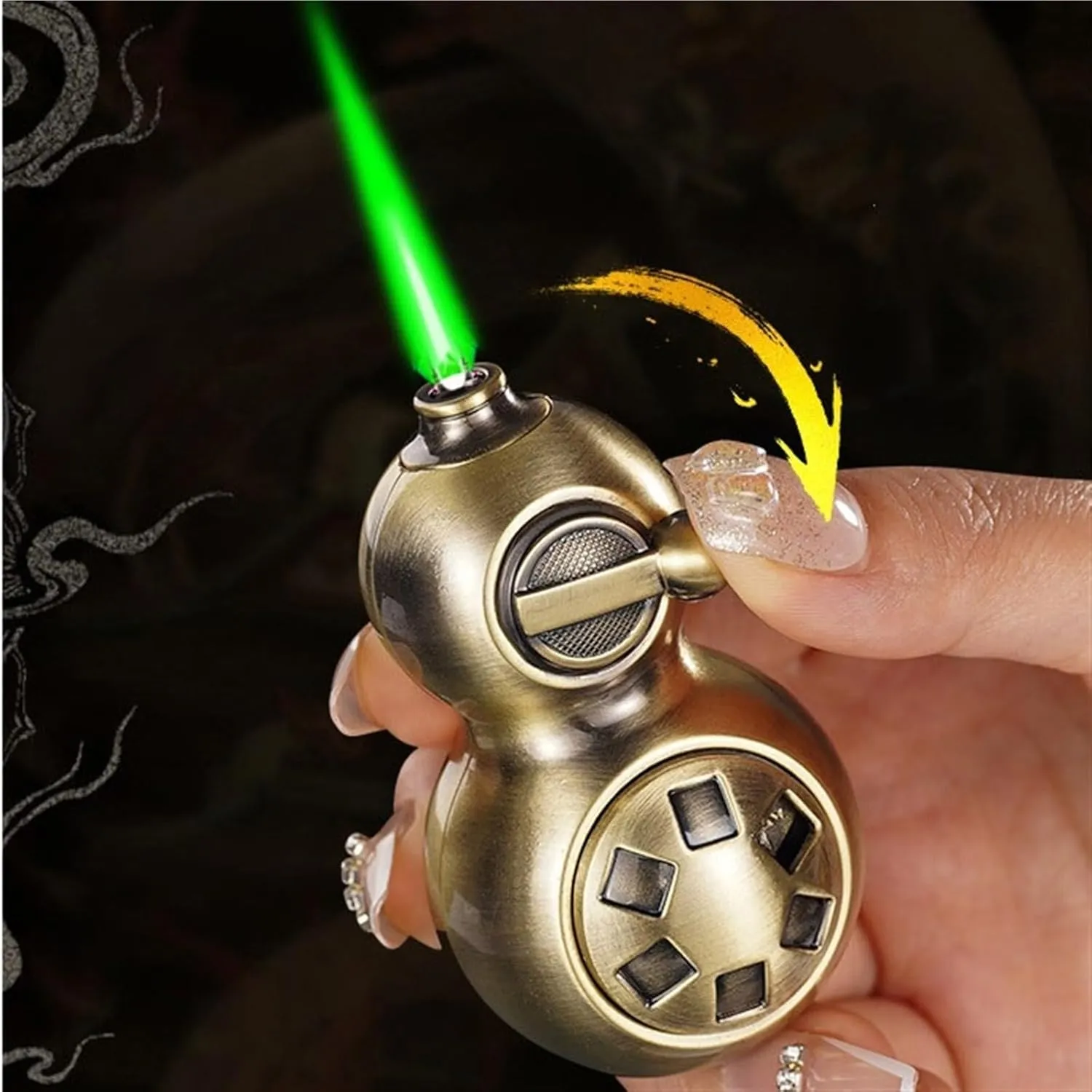 Torch Lighter, Cool and Stylish Gourd-Shaped Lighter, Adjustable Flame Size and refillable Butane Gas Lighter, Portable Windproof Lighter,(A1)