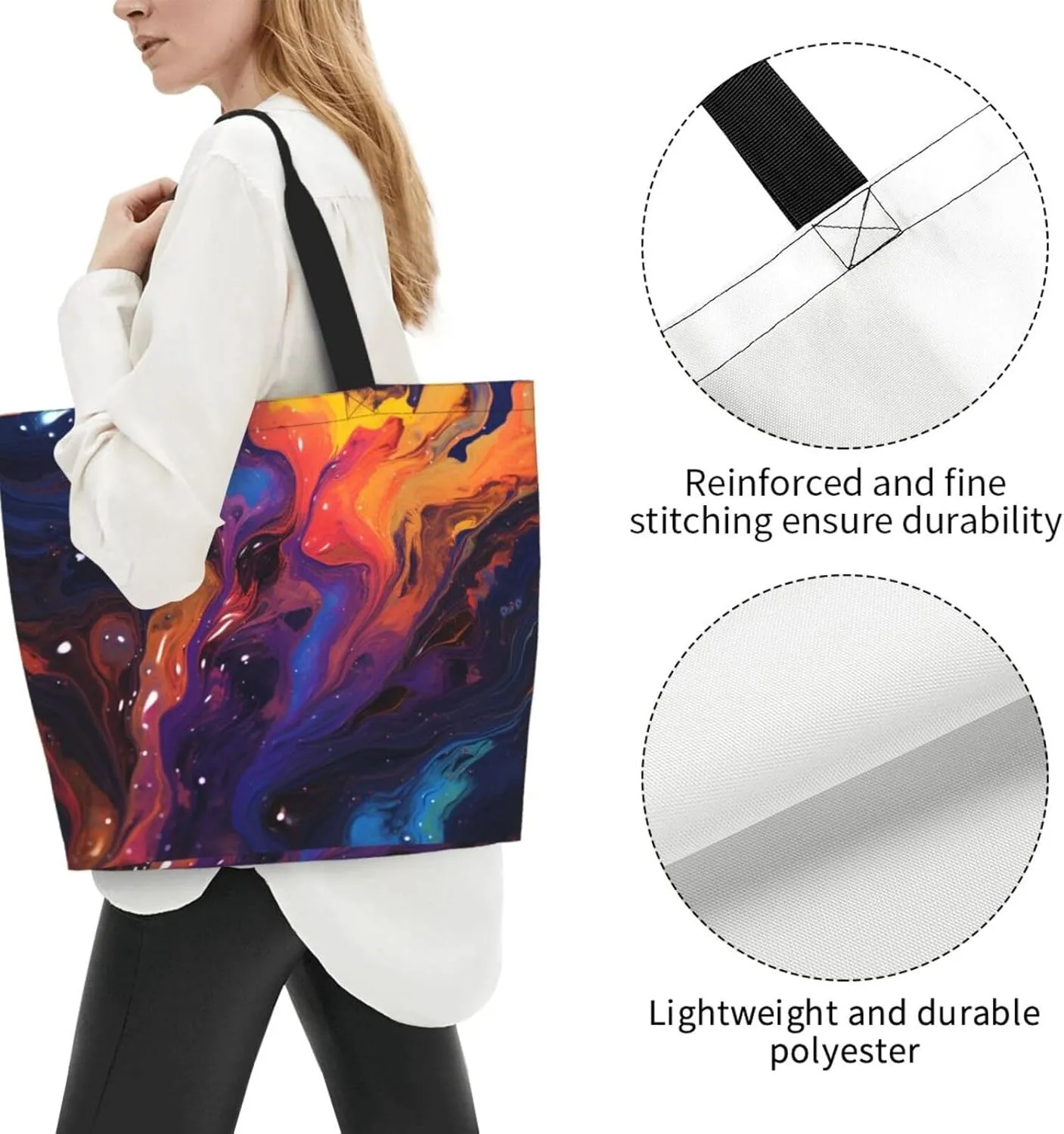 Tote Bag for Women Grocery Bag Reusable Shopping Bag Art Blue Dragonfly Handbag Foldable Shoulder Bag