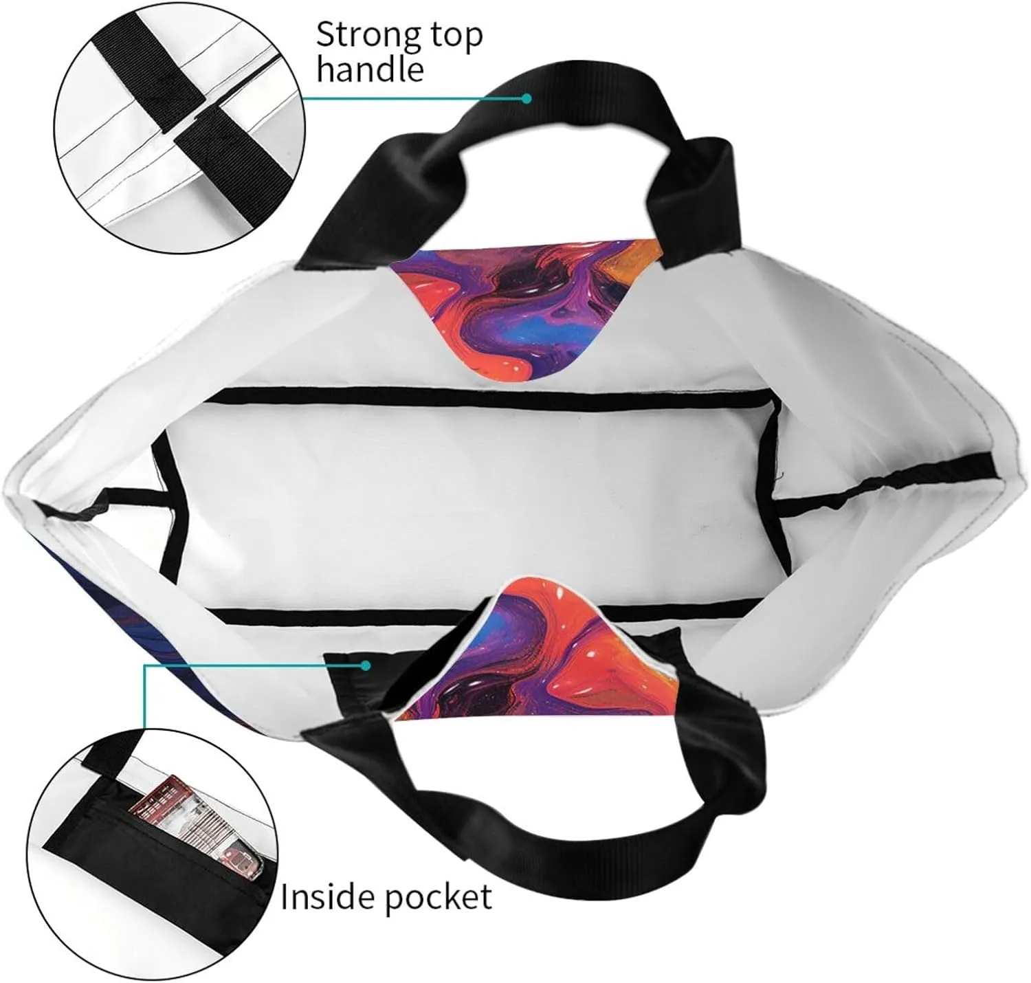 Tote Bag for Women Grocery Bag Reusable Shopping Bag Art Blue Dragonfly Handbag Foldable Shoulder Bag