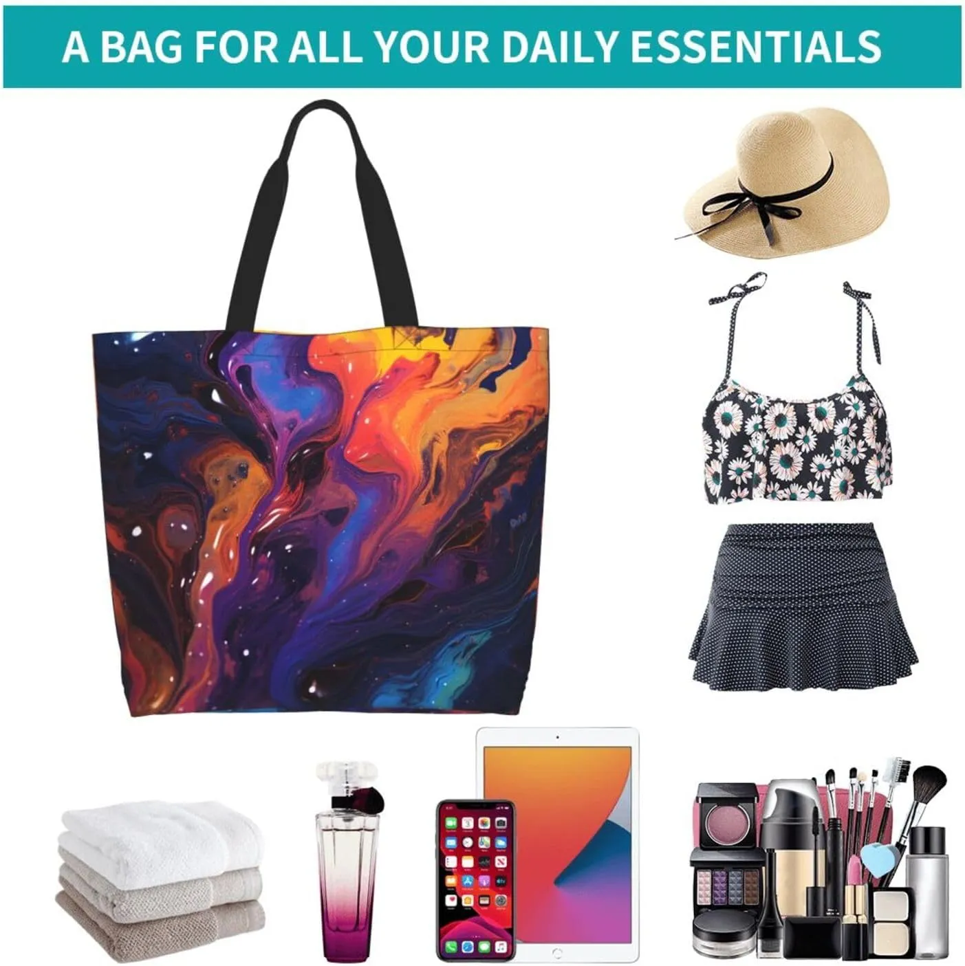 Tote Bag for Women Grocery Bag Reusable Shopping Bag Art Blue Dragonfly Handbag Foldable Shoulder Bag