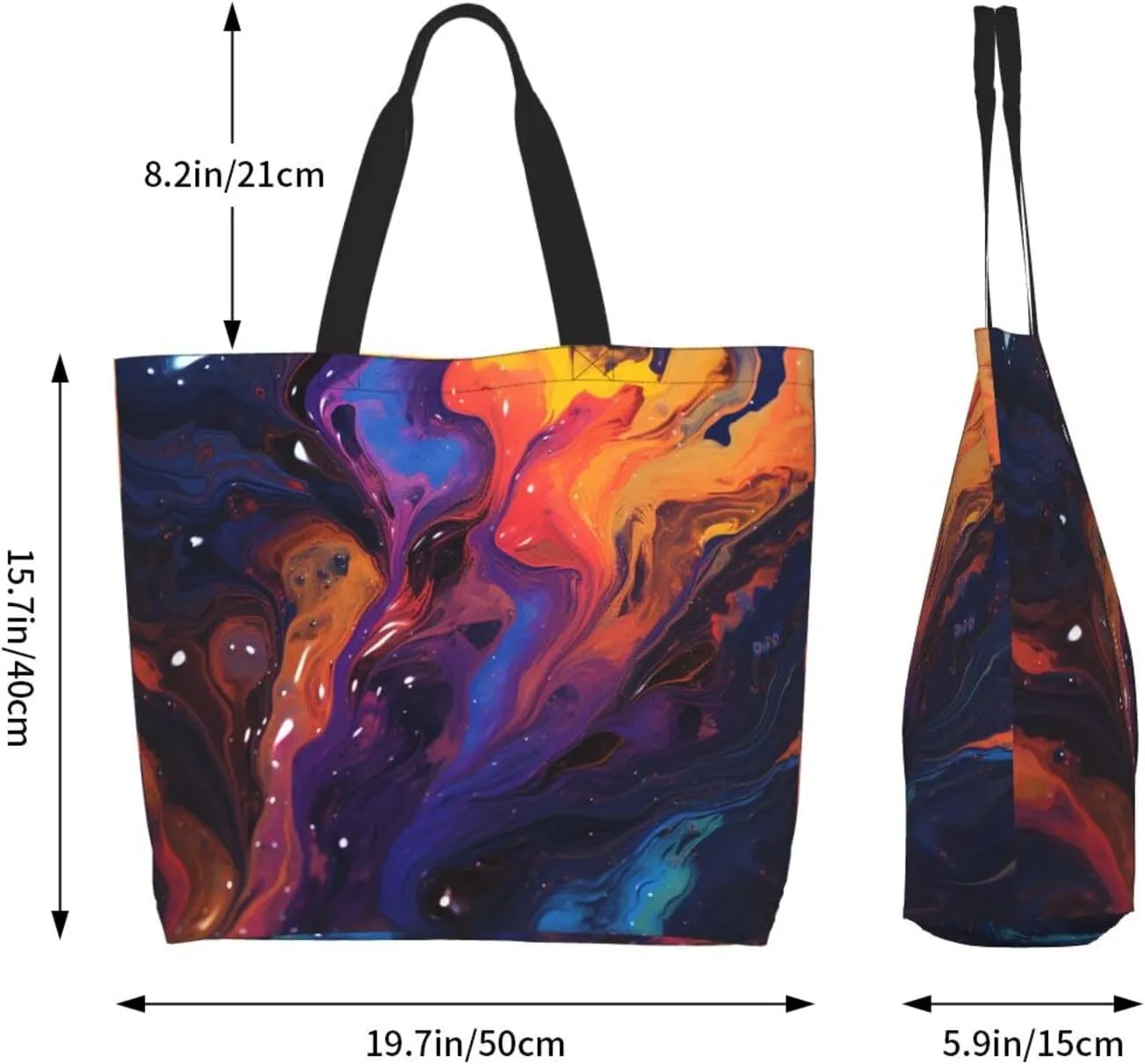 Tote Bag for Women Grocery Bag Reusable Shopping Bag Art Blue Dragonfly Handbag Foldable Shoulder Bag
