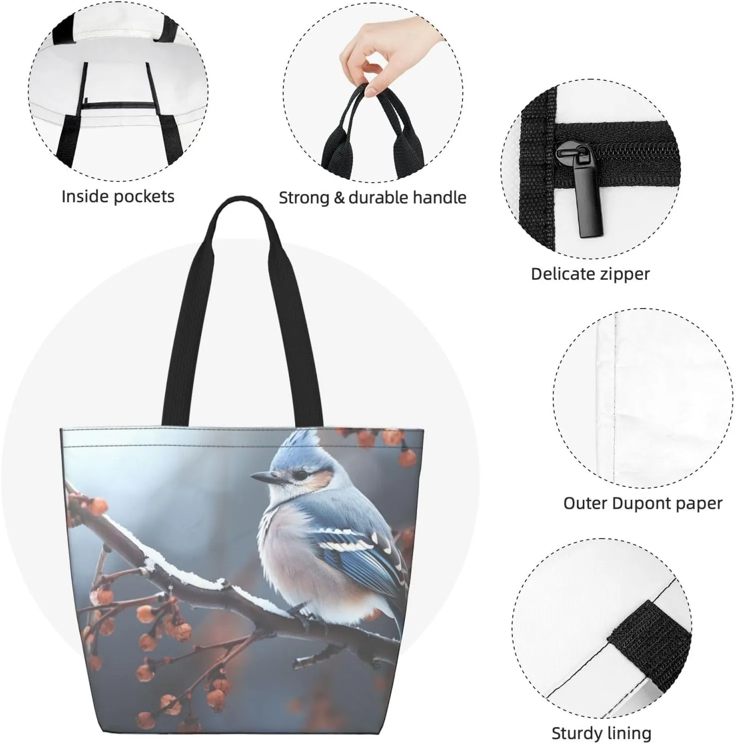 Tote Bag for Women Grocery Bag Reusable Shopping Bag Calm sky Handbag Foldable Shoulder Bag