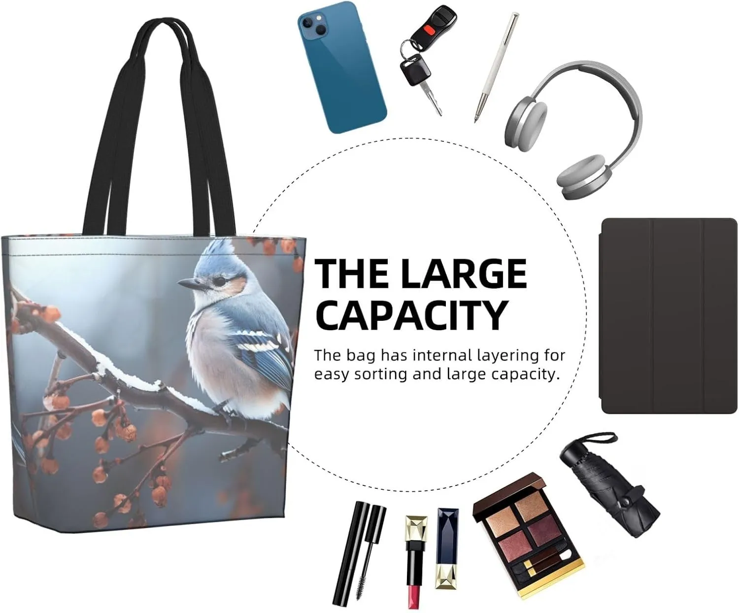 Tote Bag for Women Grocery Bag Reusable Shopping Bag Calm sky Handbag Foldable Shoulder Bag