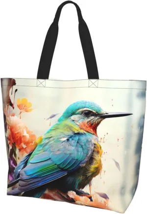 Tote Bag for Women Grocery Bag Reusable Shopping Bag Colorful Heart Tree Handbag Foldable Shoulder Bag