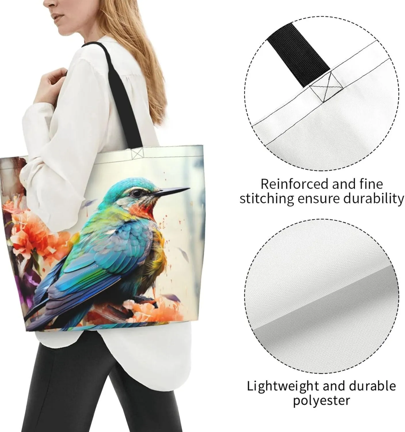 Tote Bag for Women Grocery Bag Reusable Shopping Bag Colorful Heart Tree Handbag Foldable Shoulder Bag
