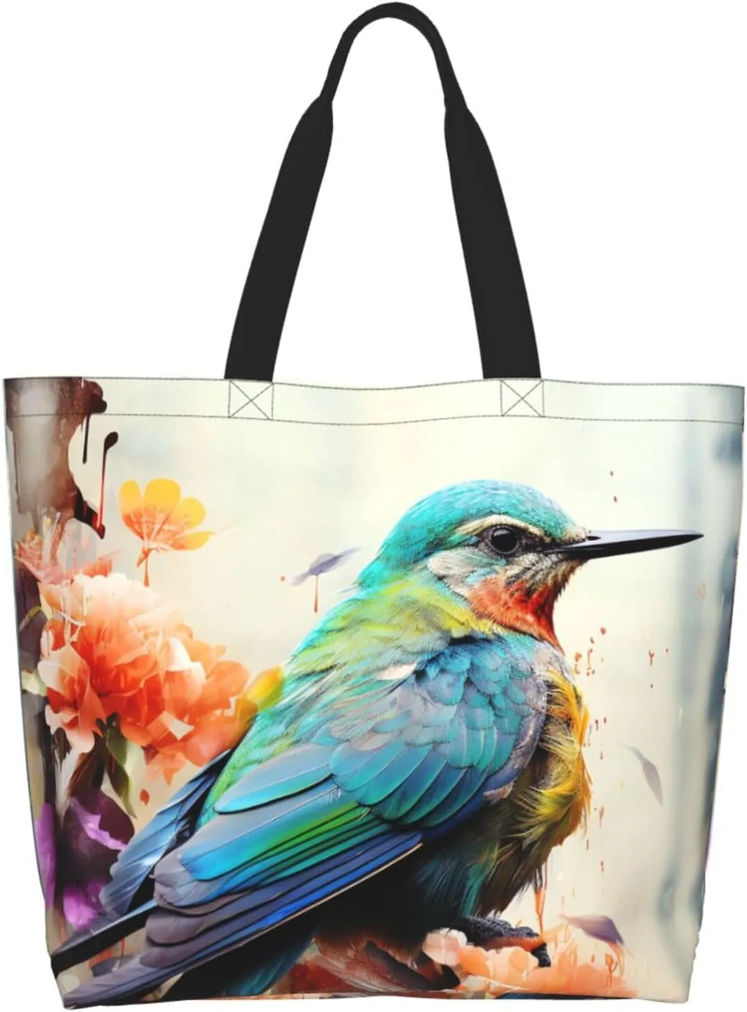 Tote Bag for Women Grocery Bag Reusable Shopping Bag Colorful Heart Tree Handbag Foldable Shoulder Bag