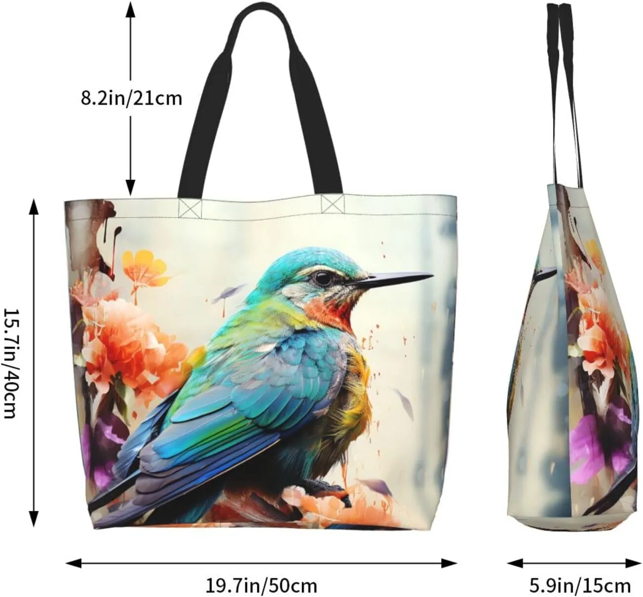 Tote Bag for Women Grocery Bag Reusable Shopping Bag Colorful Heart Tree Handbag Foldable Shoulder Bag