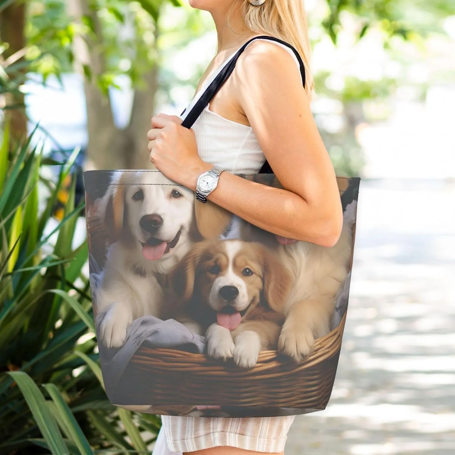 Tote Bag for Women Grocery Bag Reusable Shopping Bag Dolphin Handbag Foldable Shoulder Bag