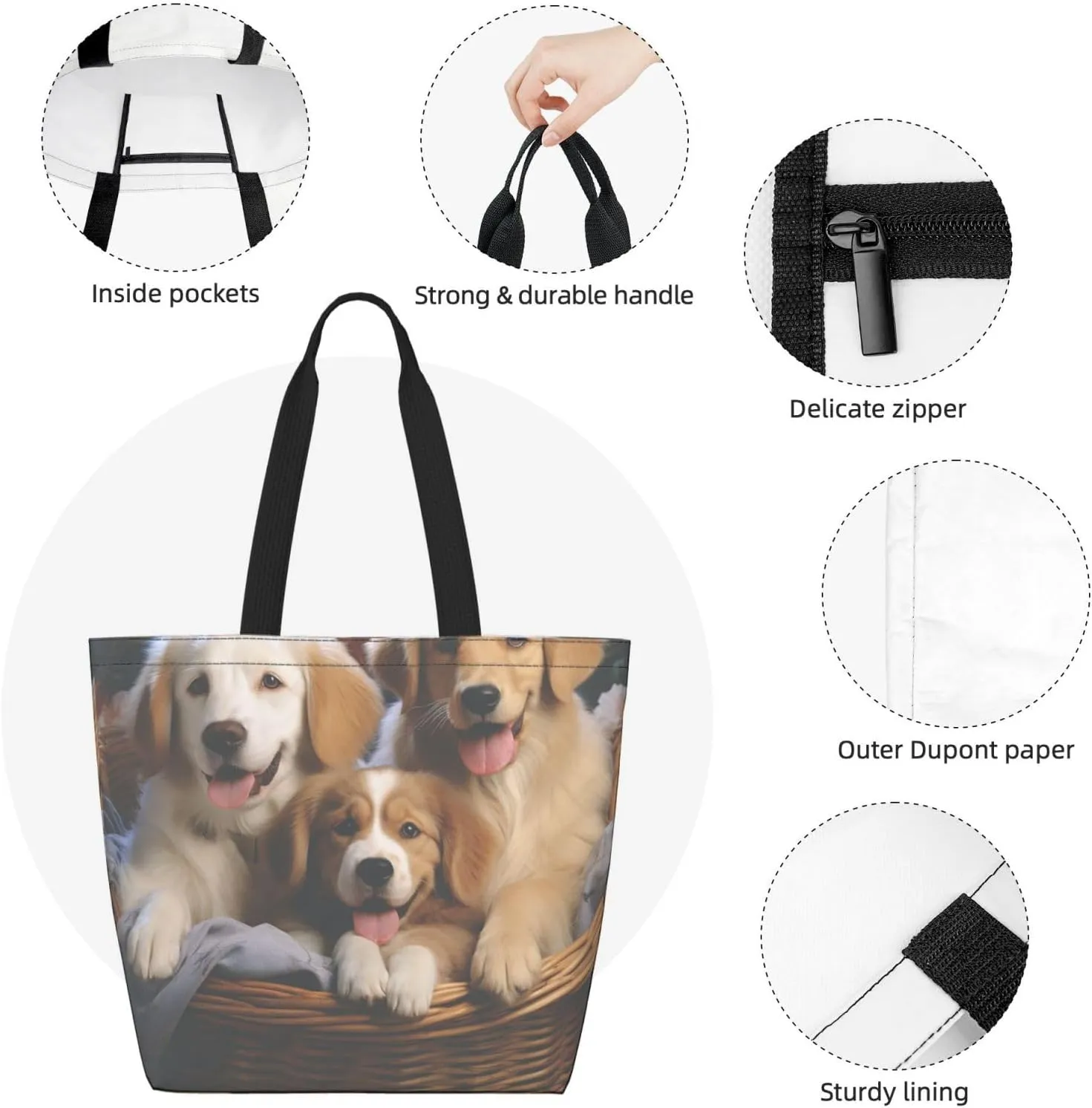 Tote Bag for Women Grocery Bag Reusable Shopping Bag Dolphin Handbag Foldable Shoulder Bag