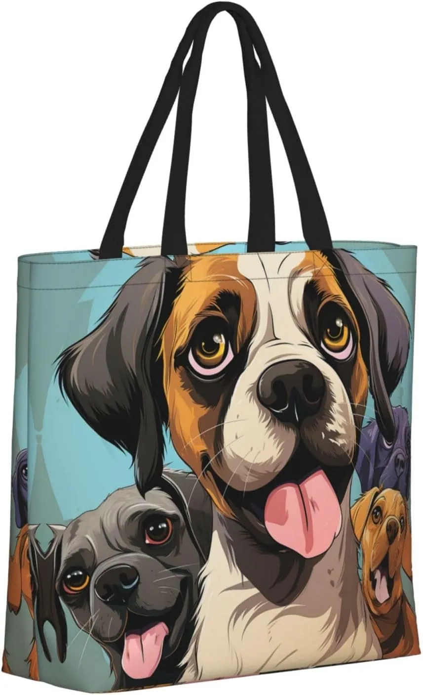 Tote Bag for Women Grocery Bag Reusable Shopping Bag Dolphin in the coral reef Handbag Foldable Shoulder Bag
