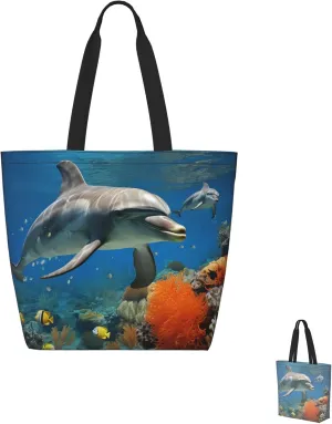 Tote Bag for Women Grocery Bag Reusable Shopping Bag Elephant white pattern Handbag Foldable Shoulder Bag