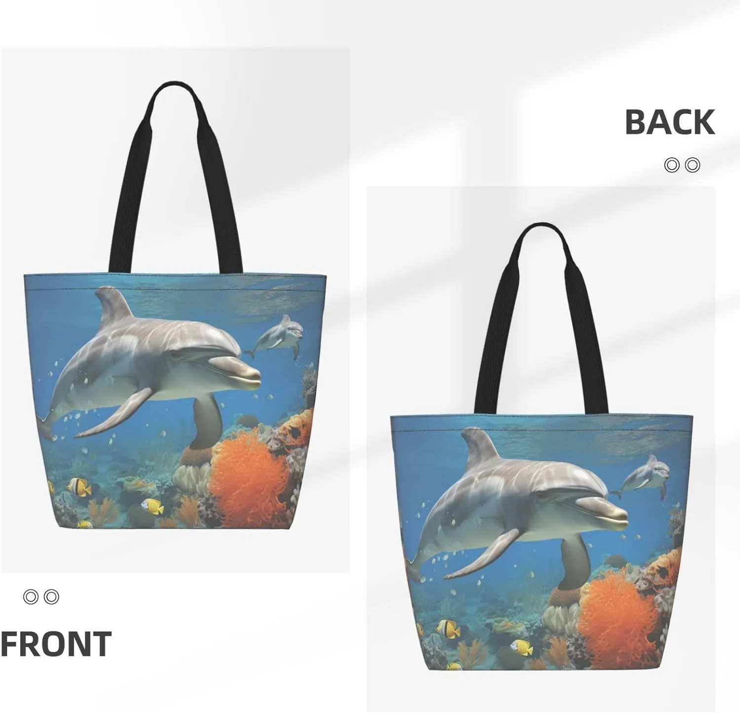 Tote Bag for Women Grocery Bag Reusable Shopping Bag Elephant white pattern Handbag Foldable Shoulder Bag