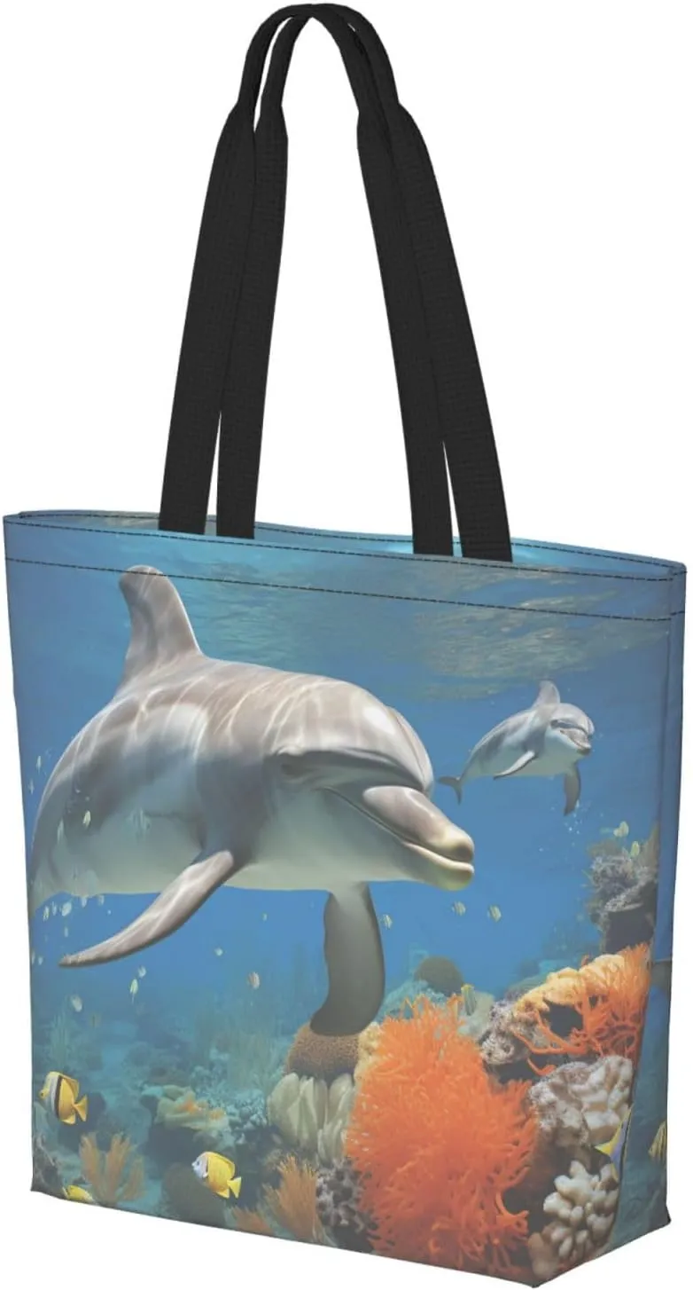 Tote Bag for Women Grocery Bag Reusable Shopping Bag Elephant white pattern Handbag Foldable Shoulder Bag