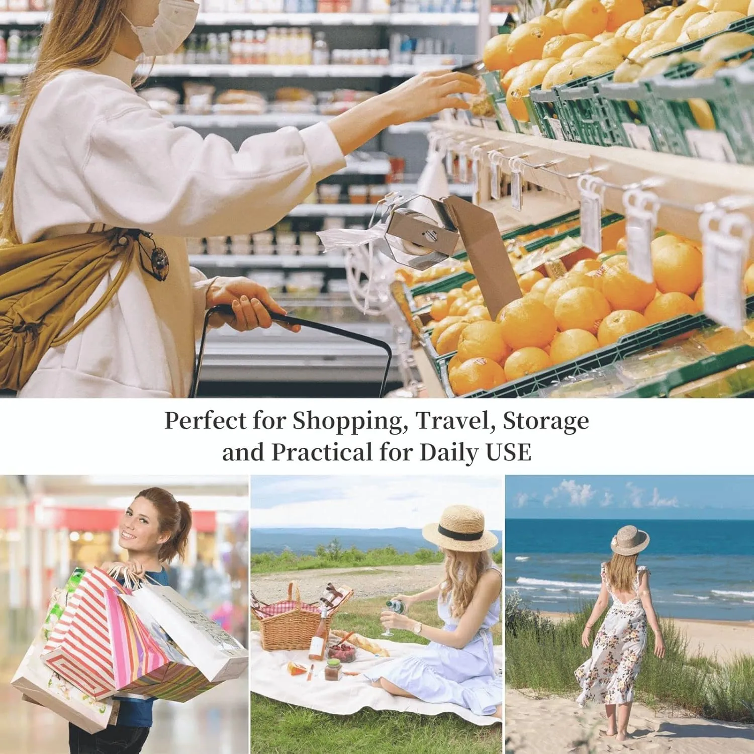 Tote Bag for Women Grocery Bag Reusable Shopping Bag Flock of Birds Handbag Foldable Shoulder Bag