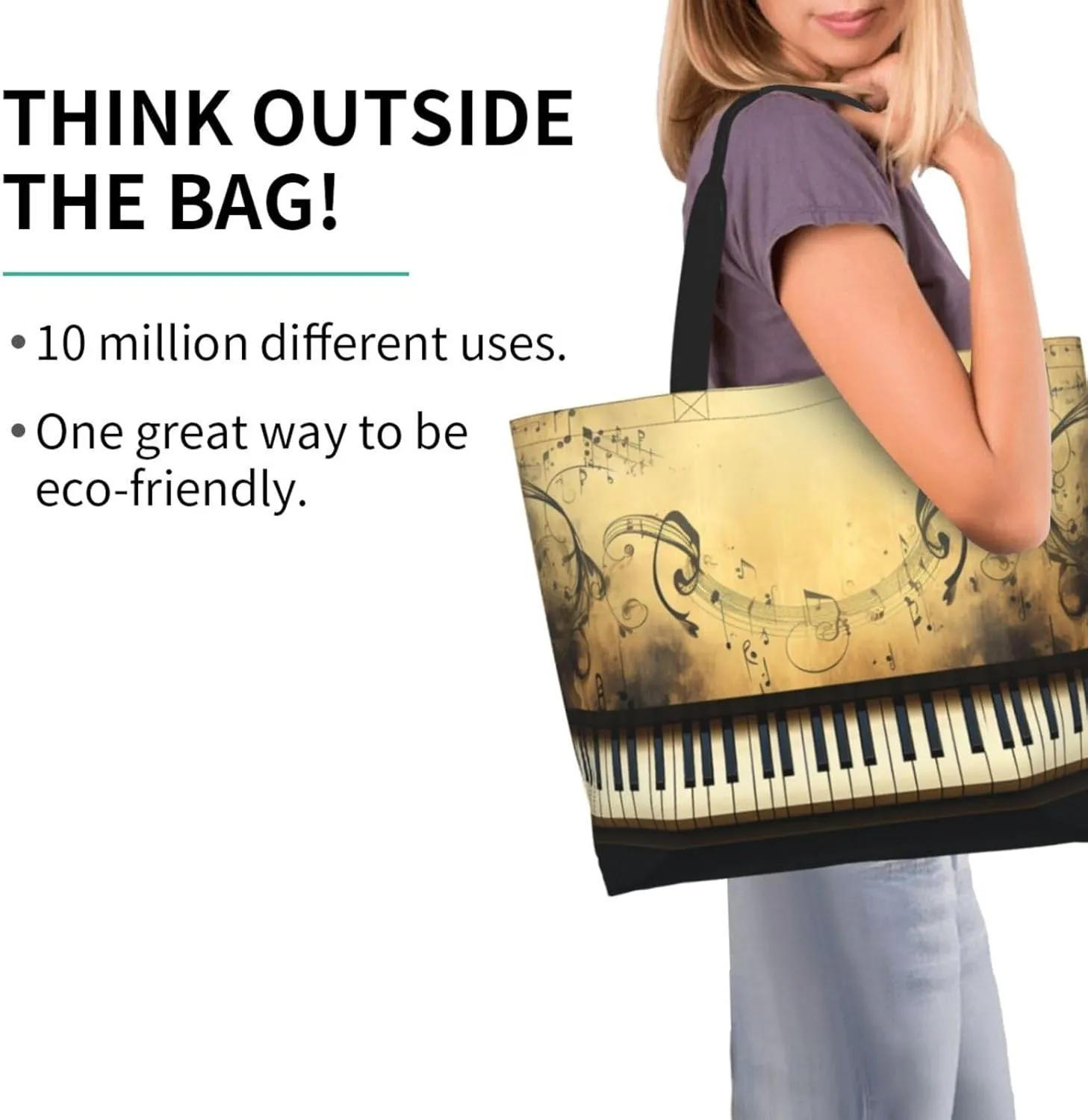 Tote Bag for Women Grocery Bag Reusable Shopping Bag Owl on a branch Handbag Foldable Shoulder Bag