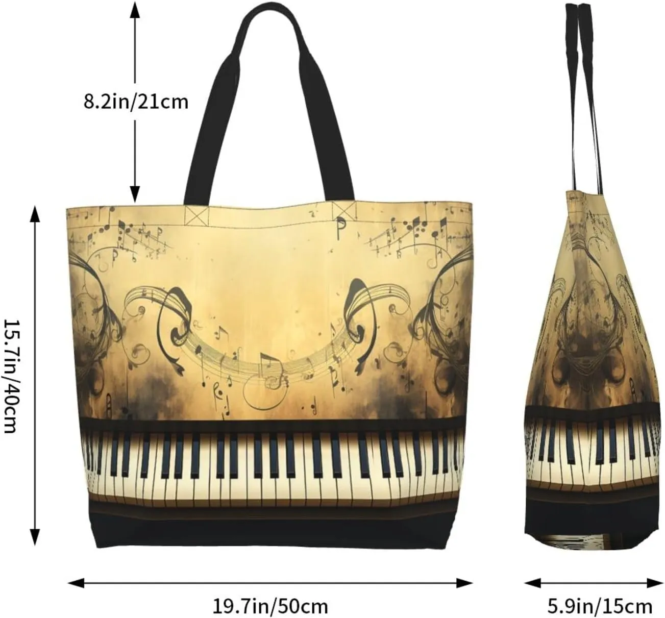 Tote Bag for Women Grocery Bag Reusable Shopping Bag Owl on a branch Handbag Foldable Shoulder Bag