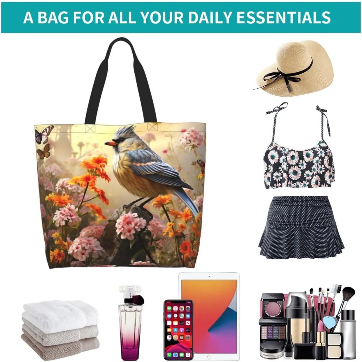 Tote Bag for Women Grocery Bag Reusable Shopping Bag Spiral and curve patterns Handbag Foldable Shoulder Bag