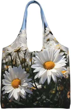 Tote Bag for Women Reusable Grocery Bag Canvas Shopping Bag Camomile pattern Handbag Foldable Shoulder Bag