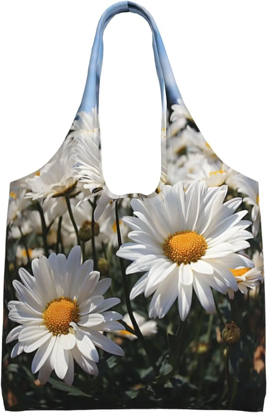 Tote Bag for Women Reusable Grocery Bag Canvas Shopping Bag Camomile pattern Handbag Foldable Shoulder Bag