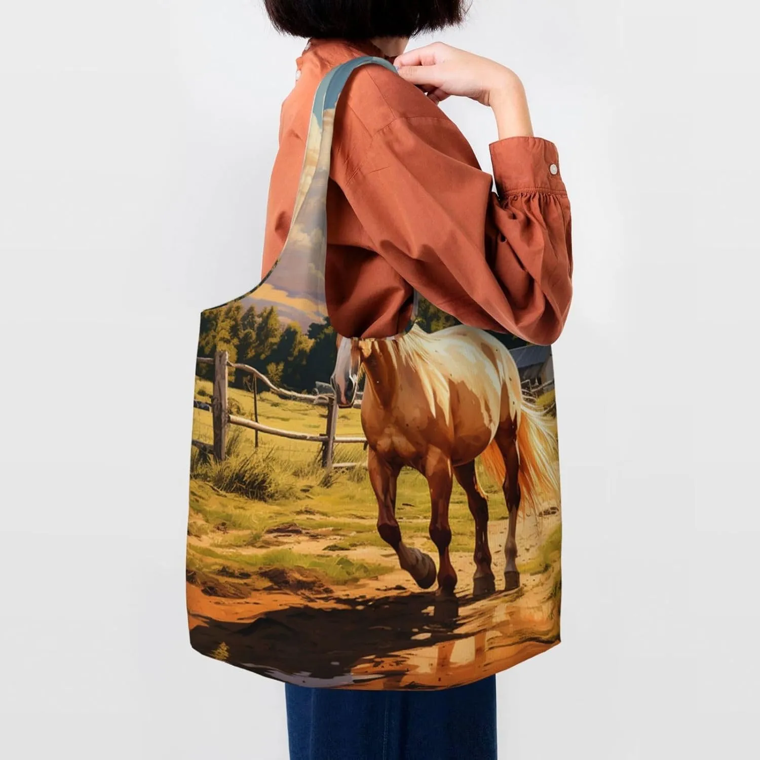 Tote Bag for Women Reusable Grocery Bag Canvas Shopping Bag Ferrets Handbag Foldable Shoulder Bag
