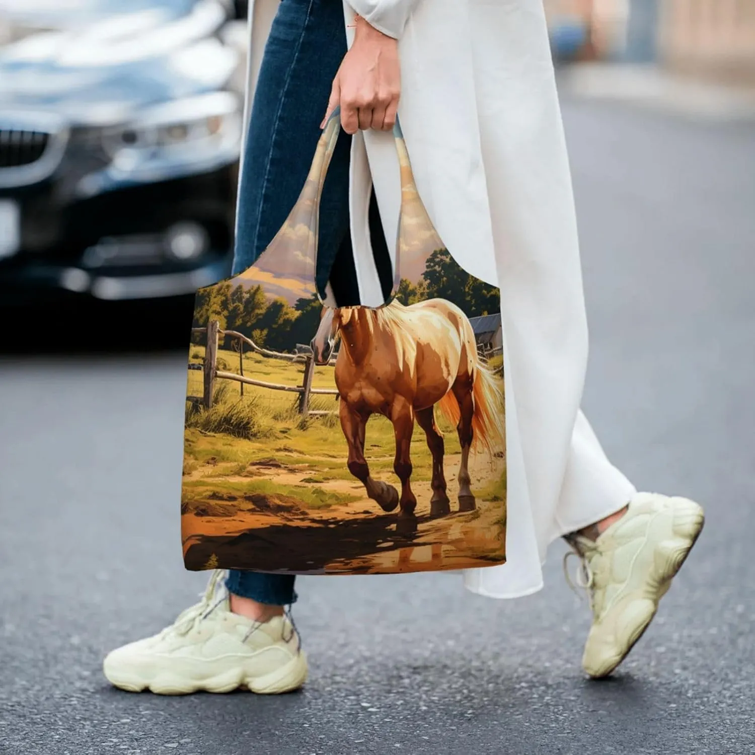 Tote Bag for Women Reusable Grocery Bag Canvas Shopping Bag Ferrets Handbag Foldable Shoulder Bag