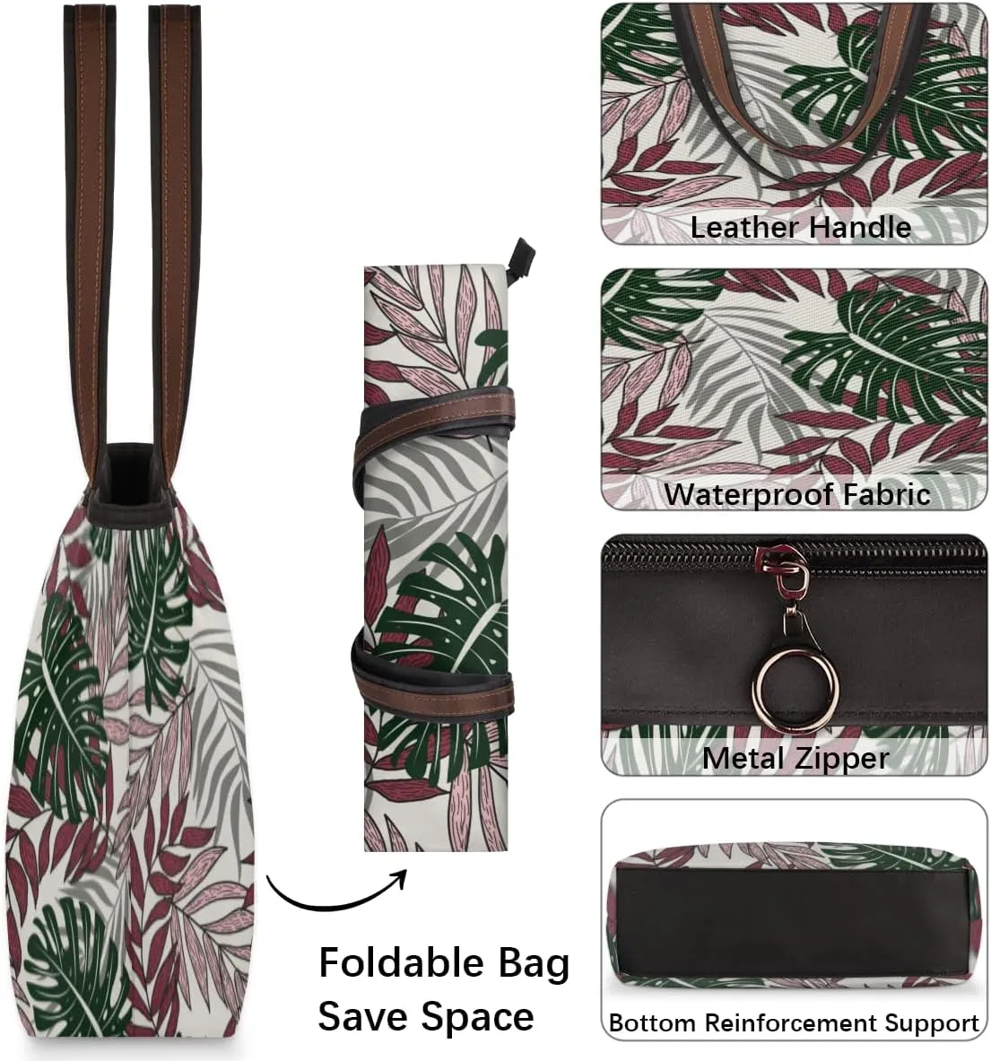 Tote Bag for Women with Zipper Large Capacity Top Handle Casual Shoulder Bag Handbag Reusable Shopping