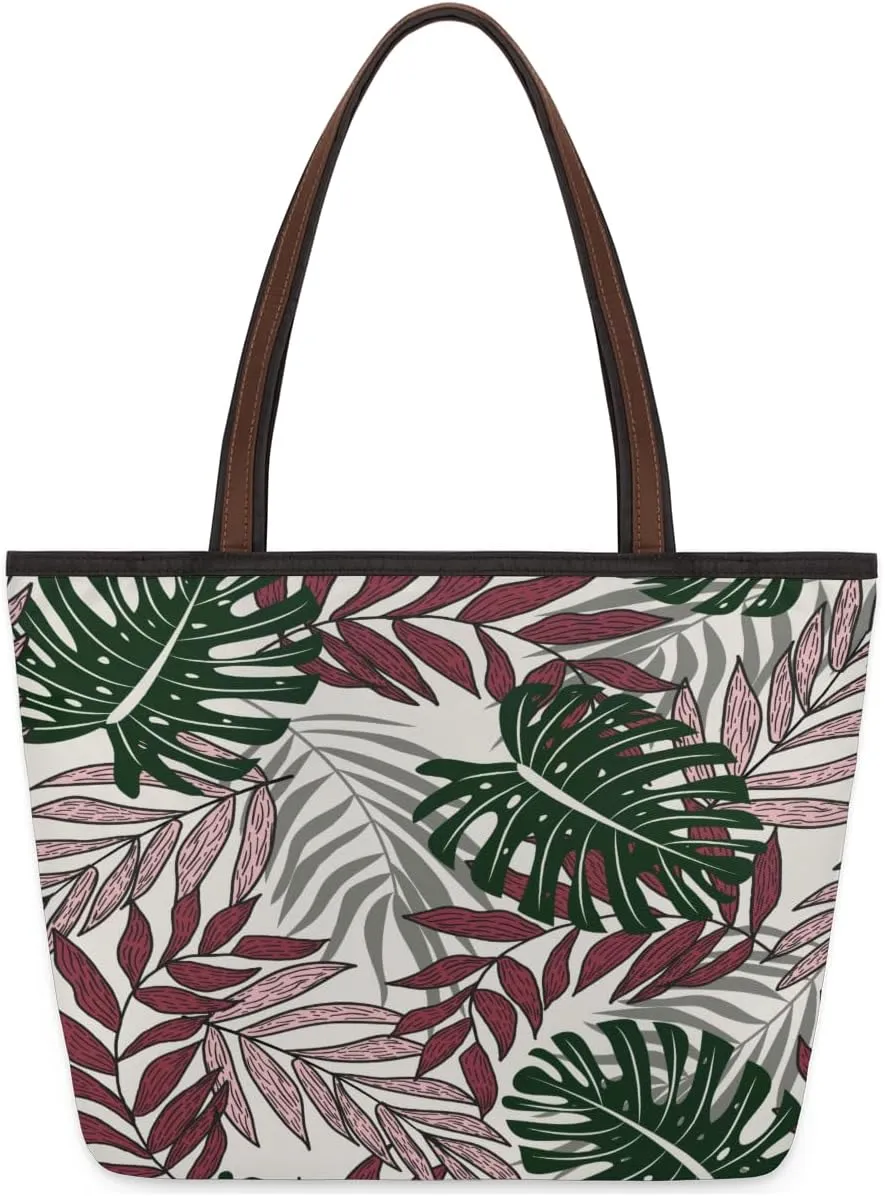 Tote Bag for Women with Zipper Large Capacity Top Handle Casual Shoulder Bag Handbag Reusable Shopping