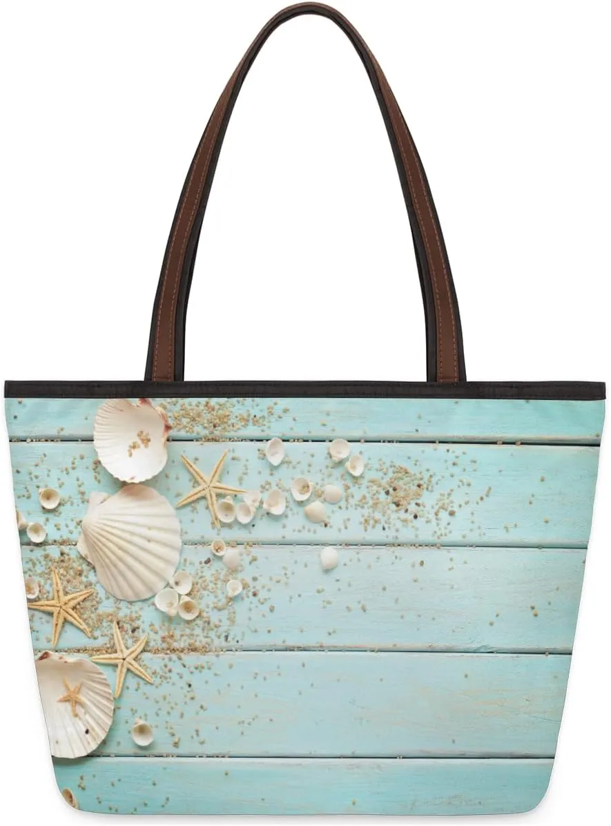 Tote Bag for Women with Zipper Large Capacity Top Handle Casual Shoulder Bag Handbag Reusable Shopping