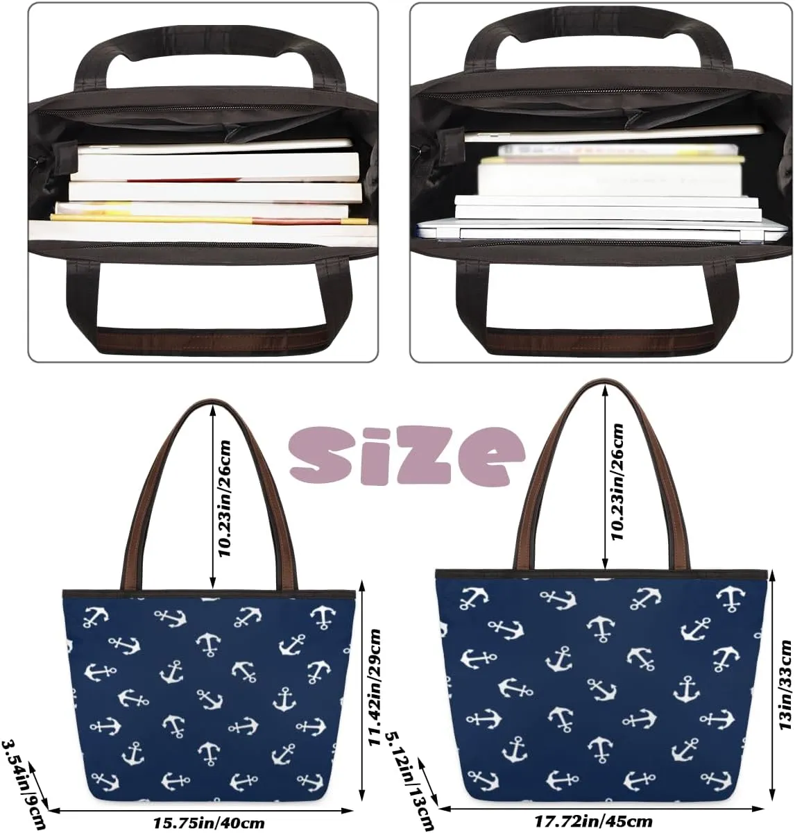 Tote Bag for Women with Zipper Large Capacity Top Handle Casual Shoulder Bag Handbag Reusable Shopping