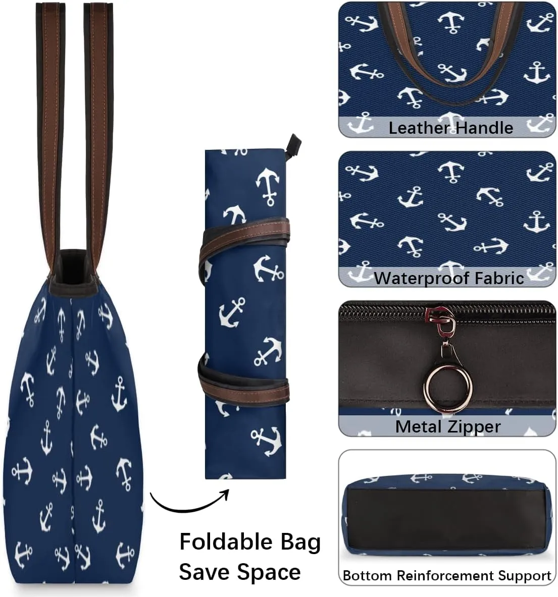 Tote Bag for Women with Zipper Large Capacity Top Handle Casual Shoulder Bag Handbag Reusable Shopping