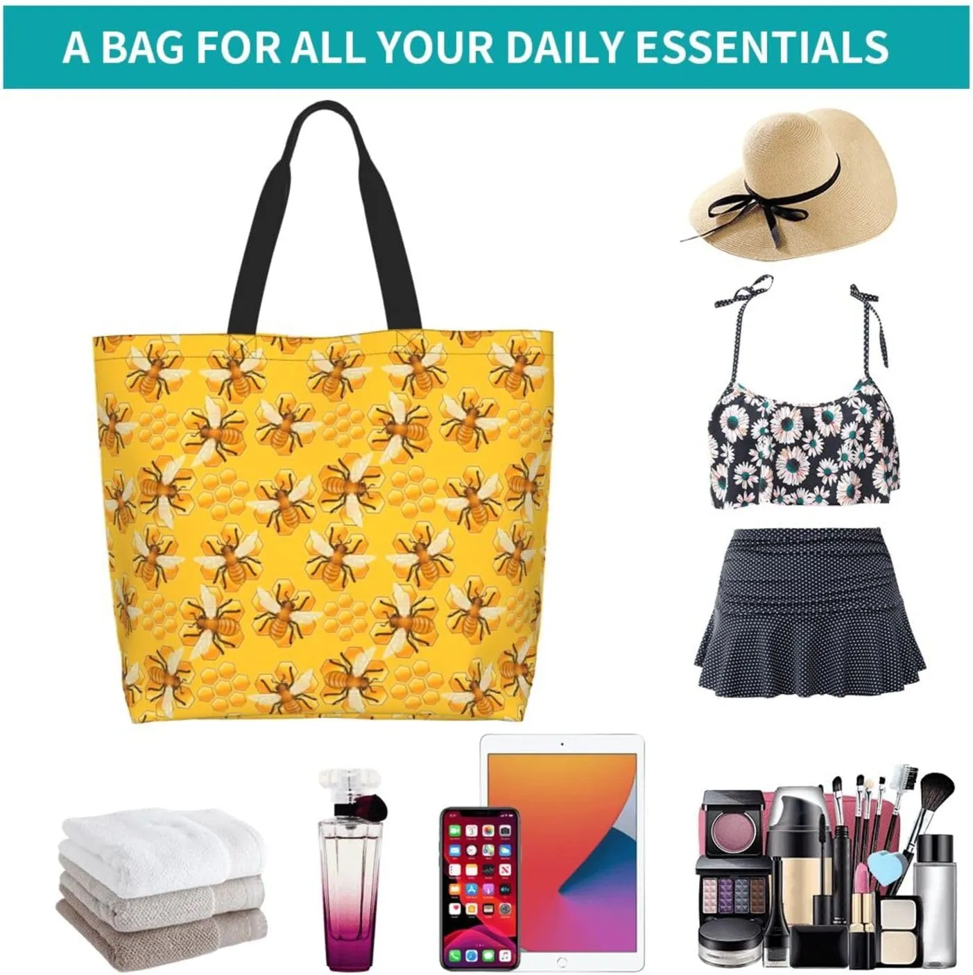 Tote Bag For Womens, Large Casual Shoulder Sling Bags Reusable Grocery Handbag For Travel Shopping Gym
