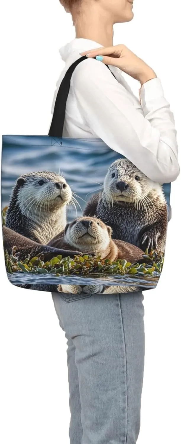Tote Bag Large Capacity Grocery Bag With Zipper Sloth Sunflower Shopping Bag Shoulder Bag for Women