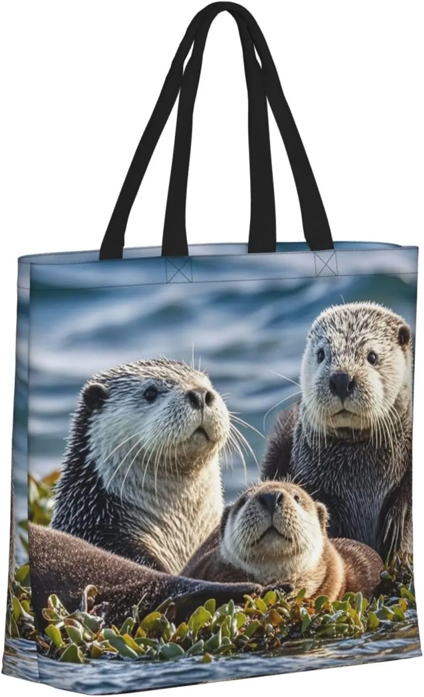 Tote Bag Large Capacity Grocery Bag With Zipper Sloth Sunflower Shopping Bag Shoulder Bag for Women