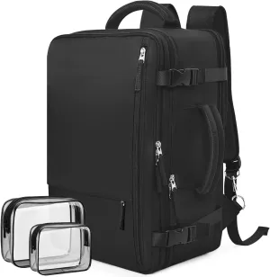 Travel Backpackfor Men Women Flight Approved, Carry-on Backpack Personal Item Backpack Bag Luggage on Airplanes, Black Backpacks for Traveling, Travel Essentials Must Haves