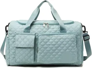 Travel Bag Solid color women's travel bag with simple zipper and multiple pockets(Green)