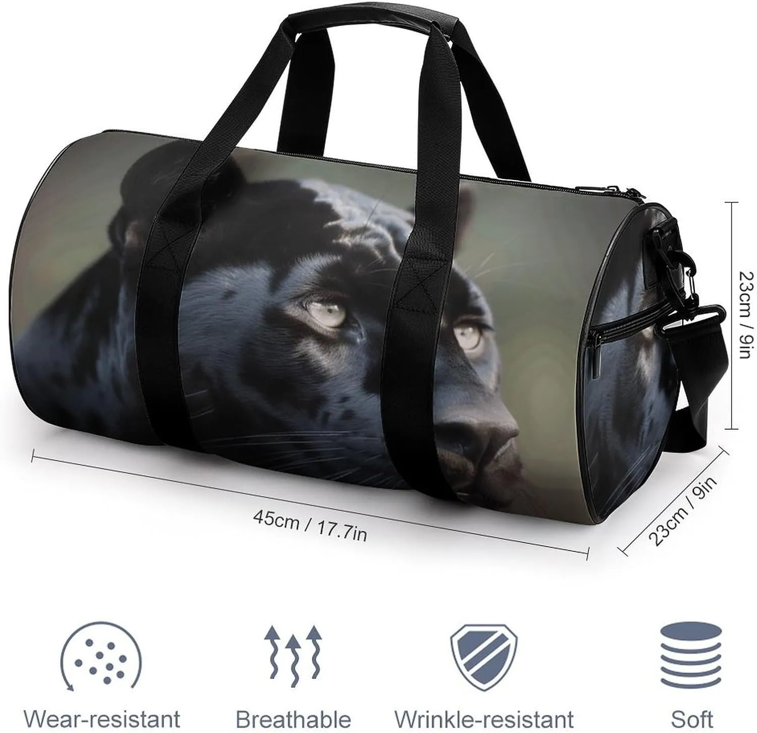 Travel Duffel Bag for Men And Women,Animal Panther Waterproof Sports Fitness Bag Portable Travel Duffel Bag